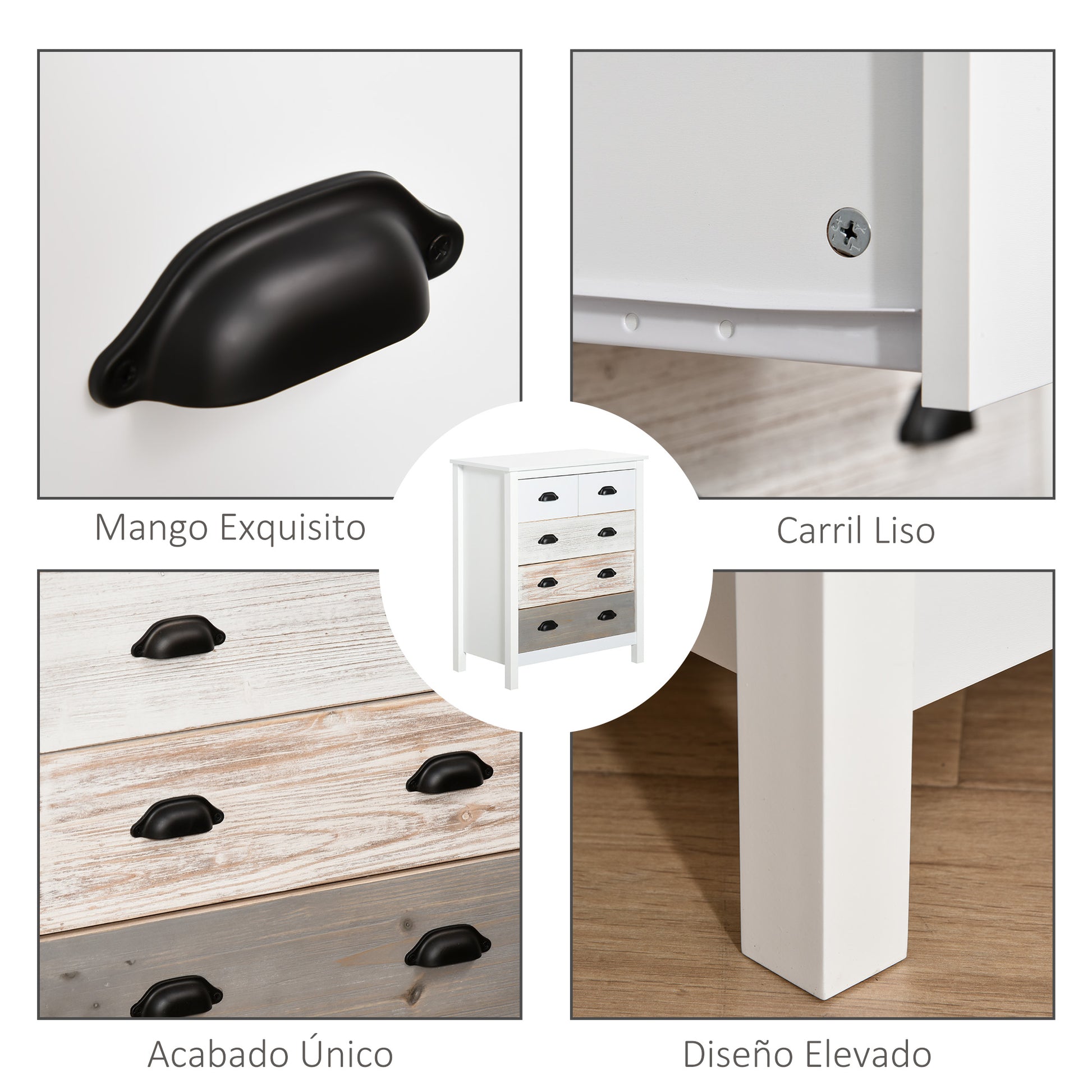 5-Drawer Chest Modern Bedroom Chest of Drawers with Anti-Tip Design Hallway Chest of Drawers 70x38x85 cm White