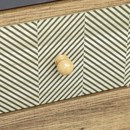 Storage Cabinet Chest of 4 Drawers 1 Cupboard - Hairpin Legs - Bohemian Style - 79 x 39 x 86 cm Brown