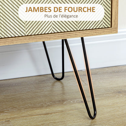 Storage Cabinet Chest of 4 Drawers 1 Cupboard - Hairpin Legs - Bohemian Style - 79 x 39 x 86 cm Brown