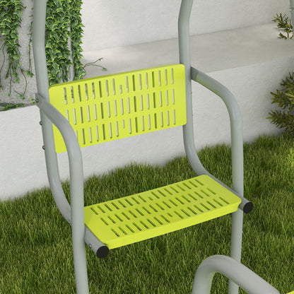 3-in-1 Children's Swing Set with 1 Regular Seat and 3 Swings, Metal Frame, Max Load 225 kg, Outdoor Play Area, Green