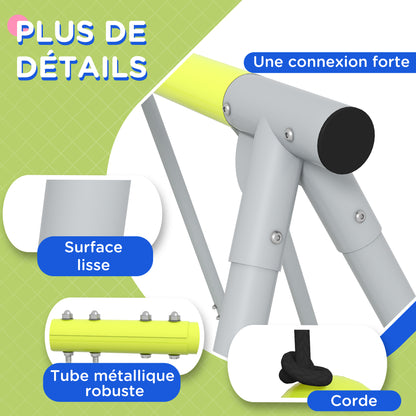 3-in-1 Children's Swing Set with 1 Regular Seat and 3 Swings, Metal Frame, Max Load 225 kg, Outdoor Play Area, Green