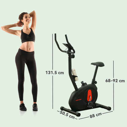 SPORTNOW Home Static Bike with Adjustable Magnetic Resistance Quiet Spin Bike with Frequency Sensor Adjustable Seat LCD Screen and Phone Holder Load 100 kg