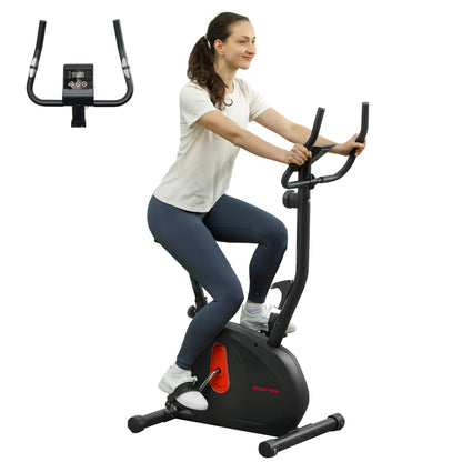 SPORTNOW Home Static Bike with Adjustable Magnetic Resistance Quiet Spin Bike with Frequency Sensor Adjustable Seat LCD Screen and Phone Holder Load 100 kg