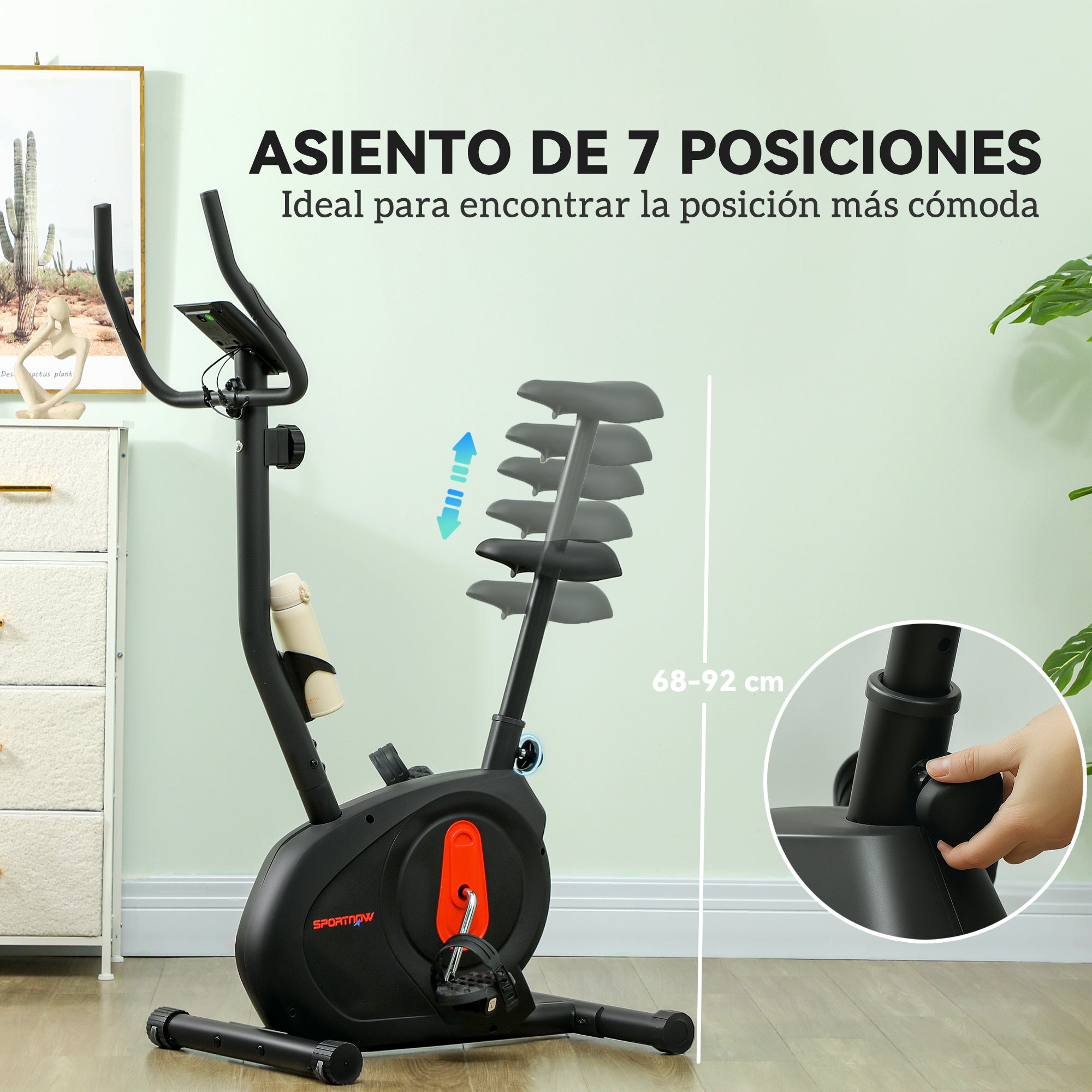 SPORTNOW Home Static Bike with Adjustable Magnetic Resistance Quiet Spin Bike with Frequency Sensor Adjustable Seat LCD Screen and Phone Holder Load 100 kg