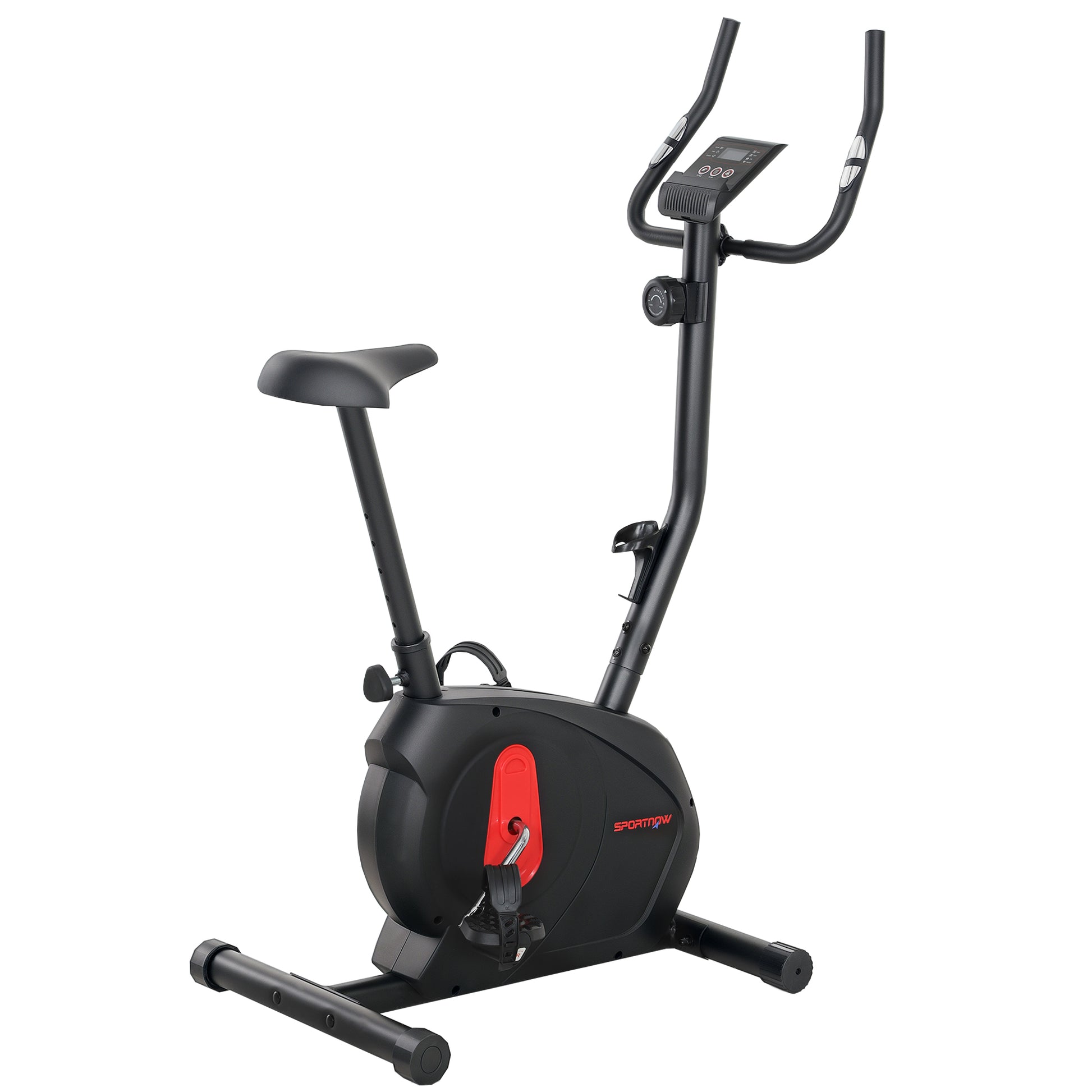 SPORTNOW Home Static Bike with Adjustable Magnetic Resistance Quiet Spin Bike with Frequency Sensor Adjustable Seat LCD Screen and Phone Holder Load 100 kg