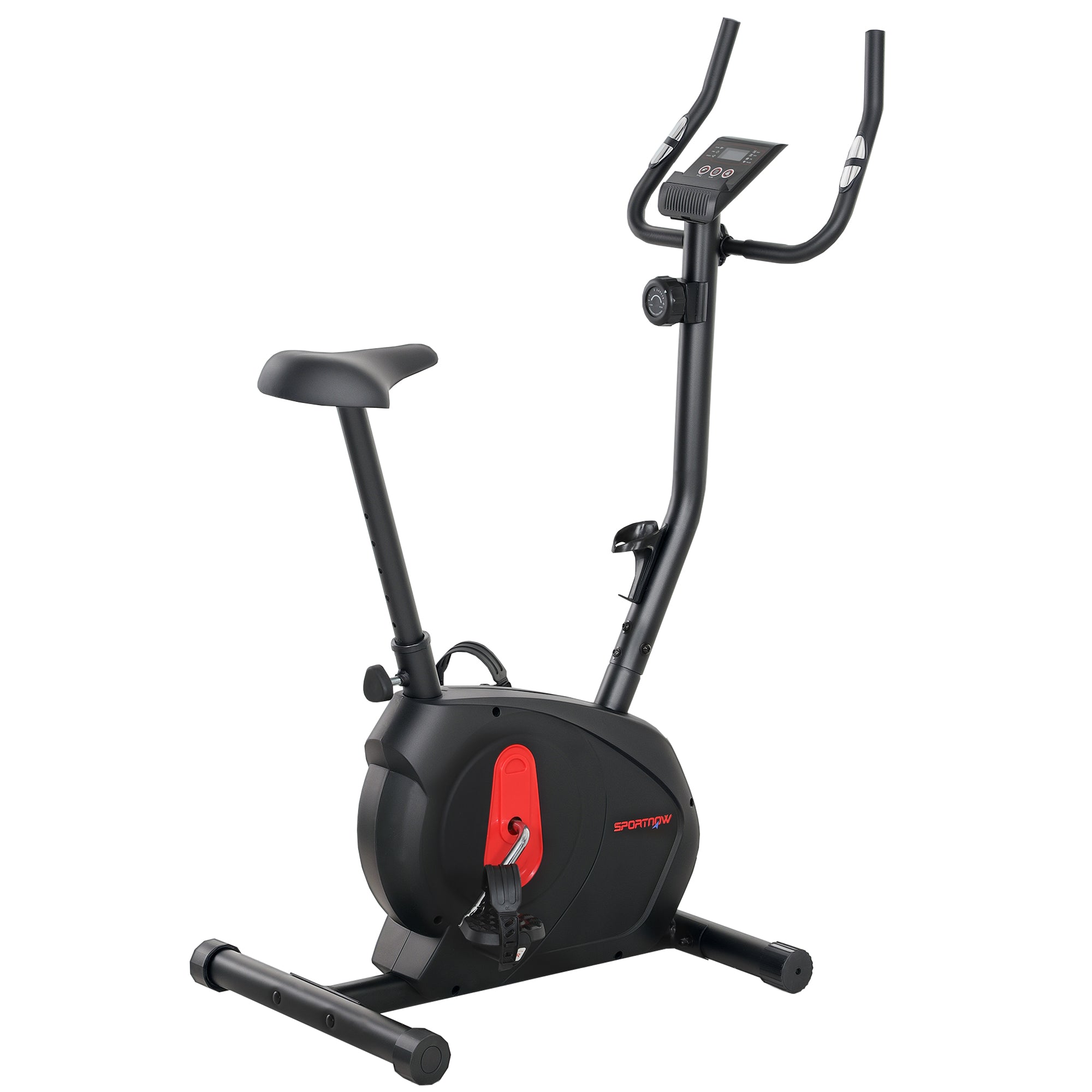 SPORTNOW Home Static Bike with Adjustable Magnetic Resistance Quiet Spin Bike with Frequency Sensor Adjustable Seat LCD Screen and Phone Holder Load 100 kg