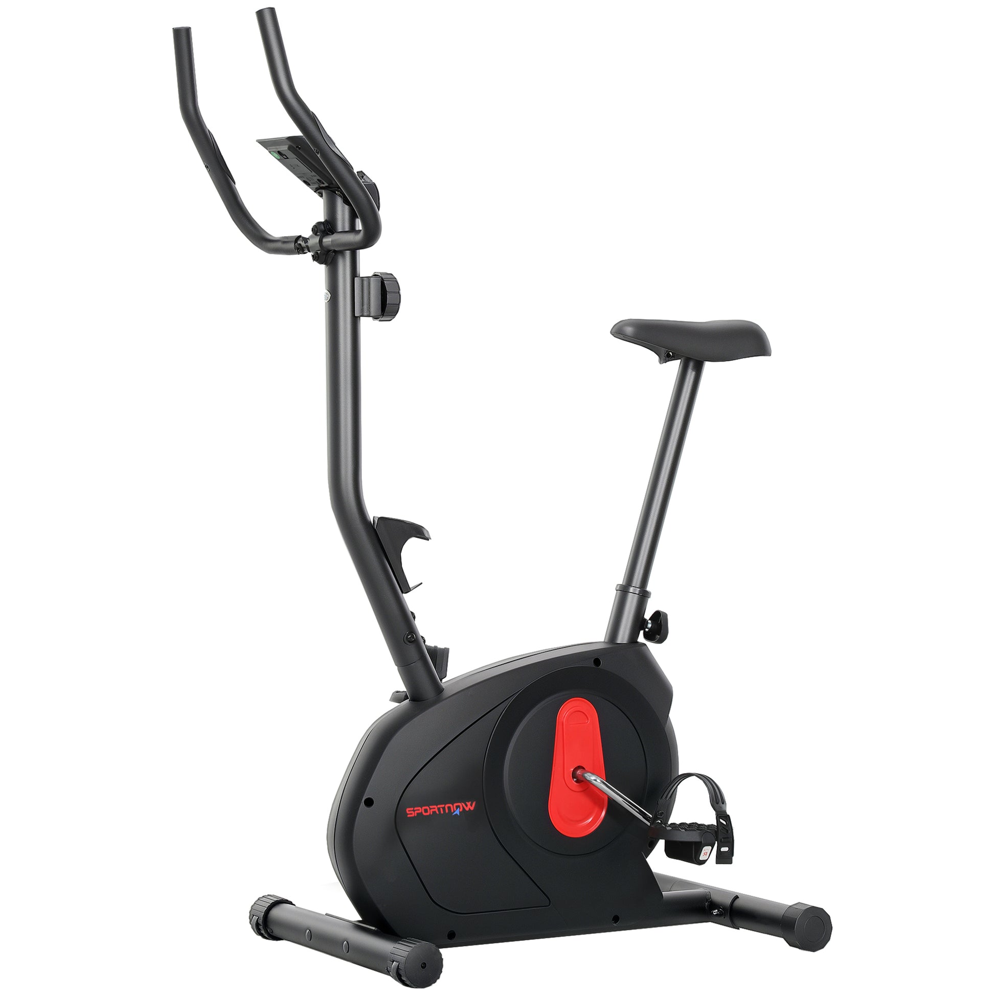 SPORTNOW Home Static Bike with Adjustable Magnetic Resistance Quiet Spin Bike with Frequency Sensor Adjustable Seat LCD Screen and Phone Holder Load 100 kg