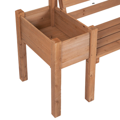 Garden Bench, 2-Seater, Wooden Bench with Flower Box, for Garden, Terrace, Weight Capacity up to 240 kg, 184 x 59 x 95 cm, Dark Brown