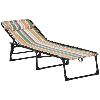 Folding Sun Lounger Garden Lounger, Recliner with 4-Level Adjustable Backrest, Weather-Resistant Camping Lounger up to 120 kg load capacity, for Garden Beach Pool, Multicolor