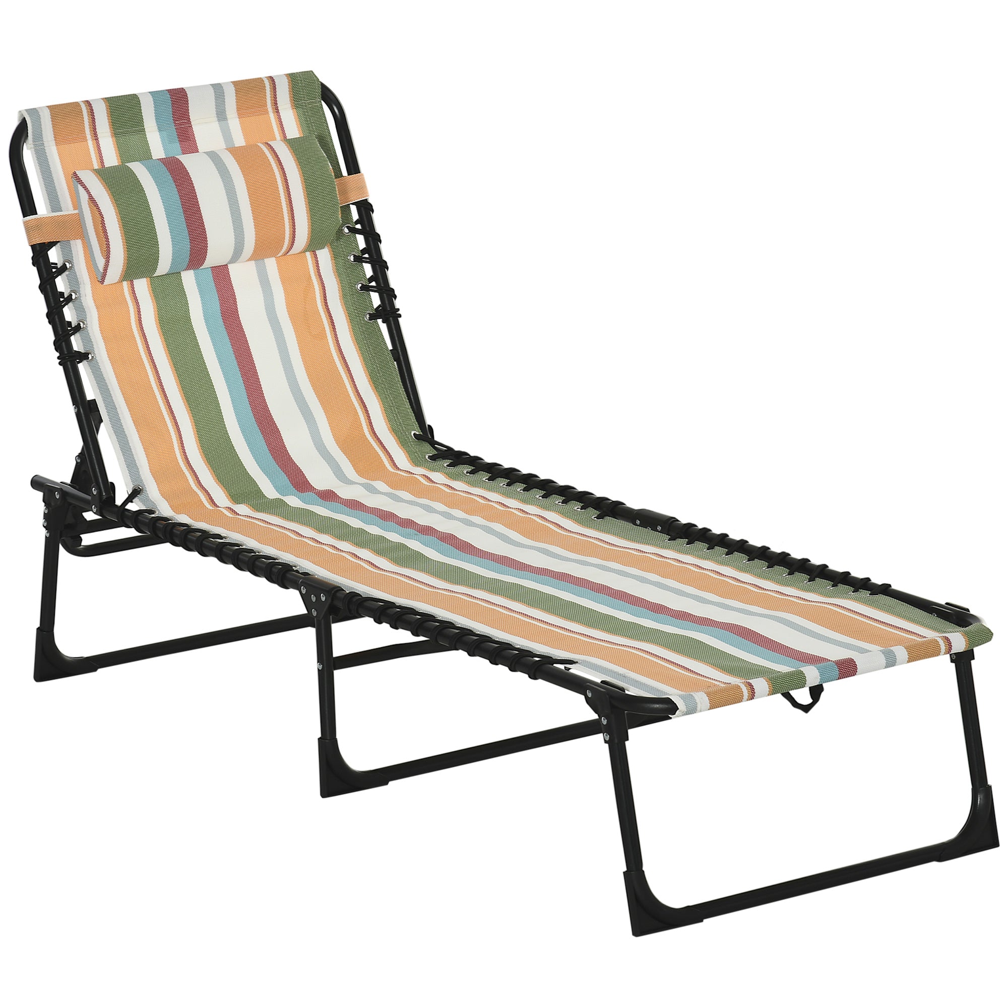 Folding Sun Lounger Garden Lounger, Recliner with 4-Level Adjustable Backrest, Weather-Resistant Camping Lounger up to 120 kg load capacity, for Garden Beach Pool, Multicolor