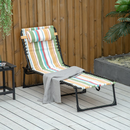 Folding Sun Lounger Garden Lounger, Recliner with 4-Level Adjustable Backrest, Weather-Resistant Camping Lounger up to 120 kg load capacity, for Garden Beach Pool, Multicolor