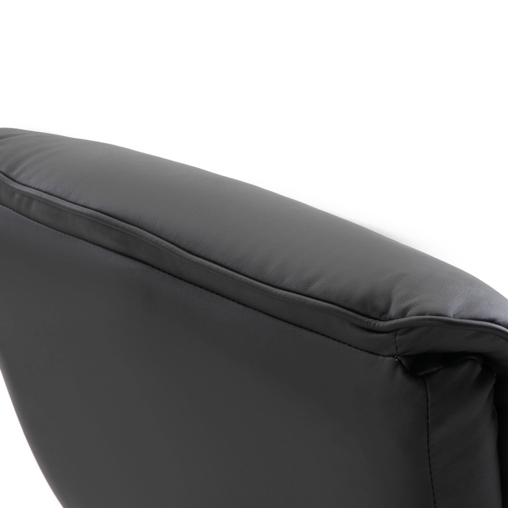 Relaxing Chair with Footstool TV Armchair Upholstered Chair 360° Swivel 145° Adjustable with Retro Design Chesterfield PU Cover Wood Trim Metal Base Black 32.3 x 32.7 x 43.3 inches