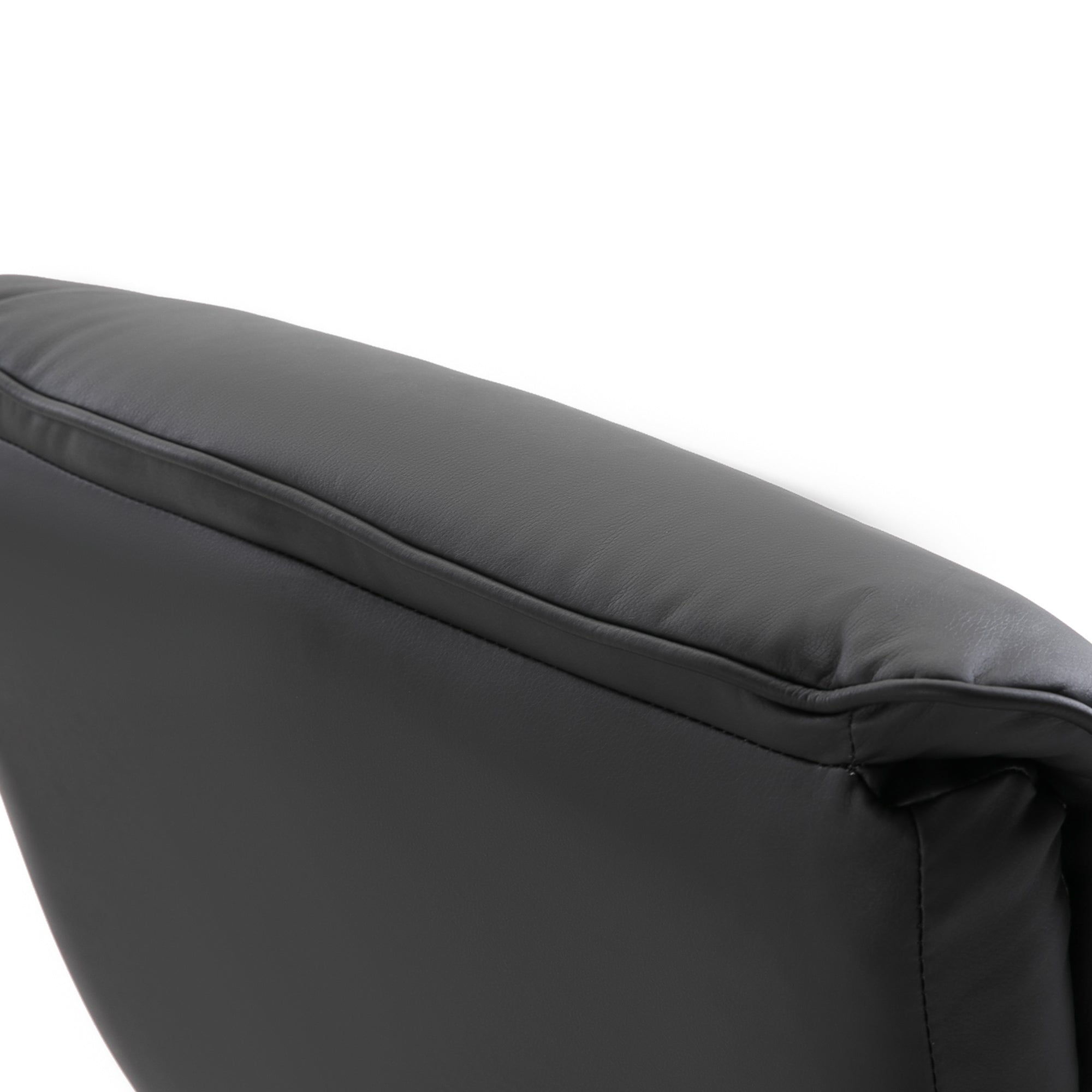 Relaxing Chair with Footstool TV Armchair Upholstered Chair 360° Swivel 145° Adjustable with Retro Design Chesterfield PU Cover Wood Trim Metal Base Black 32.3 x 32.7 x 43.3 inches