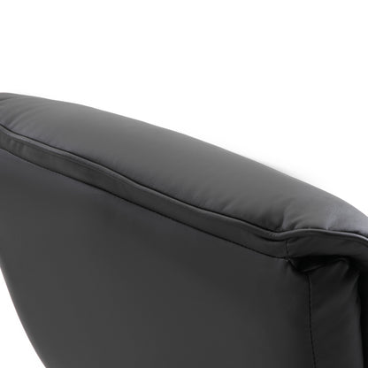 Relaxing Chair with Footstool TV Armchair Upholstered Chair 360° Swivel 145° Adjustable with Retro Design Chesterfield PU Cover Wood Trim Metal Base Black 32.3 x 32.7 x 43.3 inches