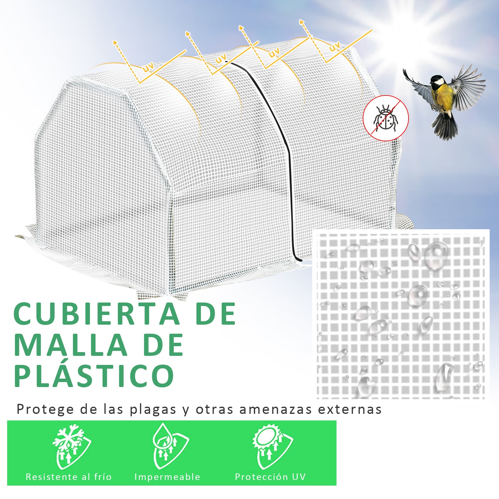 Terrace Greenhouse 100x70x60 cm Small Home Garden Nursery with Zipper for Growing Plants Flowers Steel Frame PE Cover White