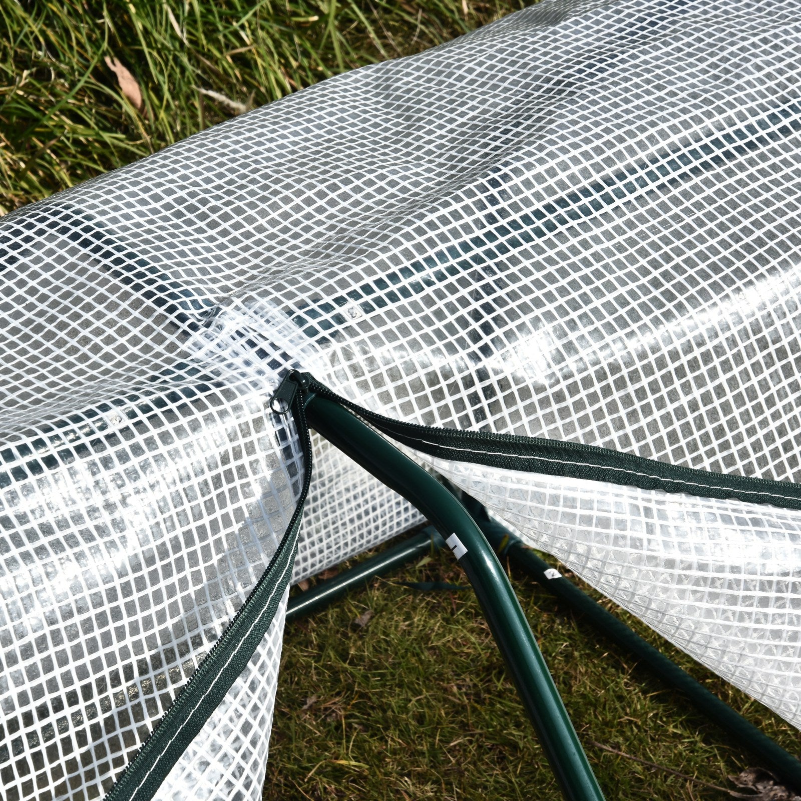 Terrace Greenhouse 100x70x60 cm Small Home Garden Nursery with Zipper for Growing Plants Flowers Steel Frame PE Cover White