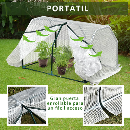 Terrace Greenhouse 100x70x60 cm Small Home Garden Nursery with Zipper for Growing Plants Flowers Steel Frame PE Cover White