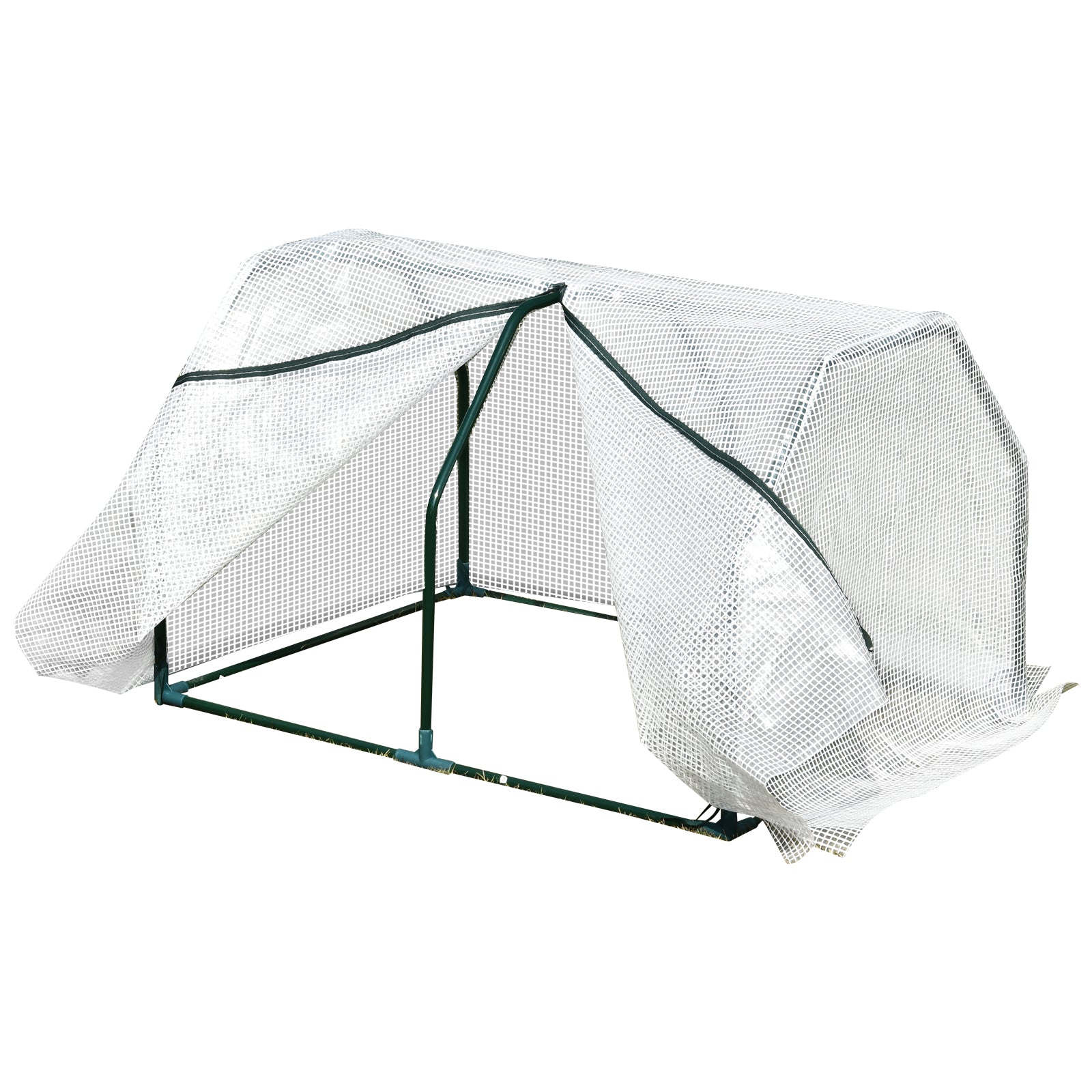 Terrace Greenhouse 100x70x60 cm Small Home Garden Nursery with Zipper for Growing Plants Flowers Steel Frame PE Cover White