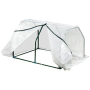 Terrace Greenhouse 100x70x60 cm Small Home Garden Nursery with Zipper for Growing Plants Flowers Steel Frame PE Cover White