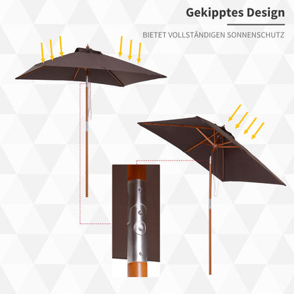 Umbrella 200 x 150 x 235 cm Tilted Garden Umbrella 3-stage adjustable rectangular Beach Umbrella water repellent and UV resistant for Beach Balcony Terrace Garden Coffee