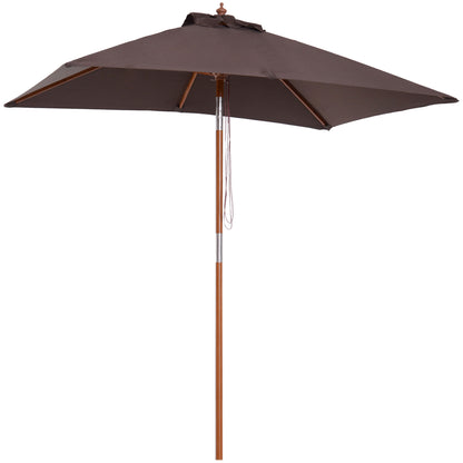 Umbrella 200 x 150 x 235 cm Tilted Garden Umbrella 3-stage adjustable rectangular Beach Umbrella water repellent and UV resistant for Beach Balcony Terrace Garden Coffee