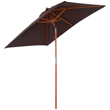 Umbrella 200 x 150 x 235 cm Tilted Garden Umbrella 3-stage adjustable rectangular Beach Umbrella water repellent and UV resistant for Beach Balcony Terrace Garden Coffee