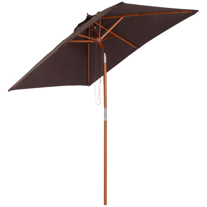 Umbrella 200 x 150 x 235 cm Tilted Garden Umbrella 3-stage adjustable rectangular Beach Umbrella water repellent and UV resistant for Beach Balcony Terrace Garden Coffee