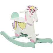 Rocking Horse for Children 1-3 Years with Handles, Rocking Horse with Backrest and Pedals in MDF, 68cm x 27cm x 47.5cm, Blue Pink White