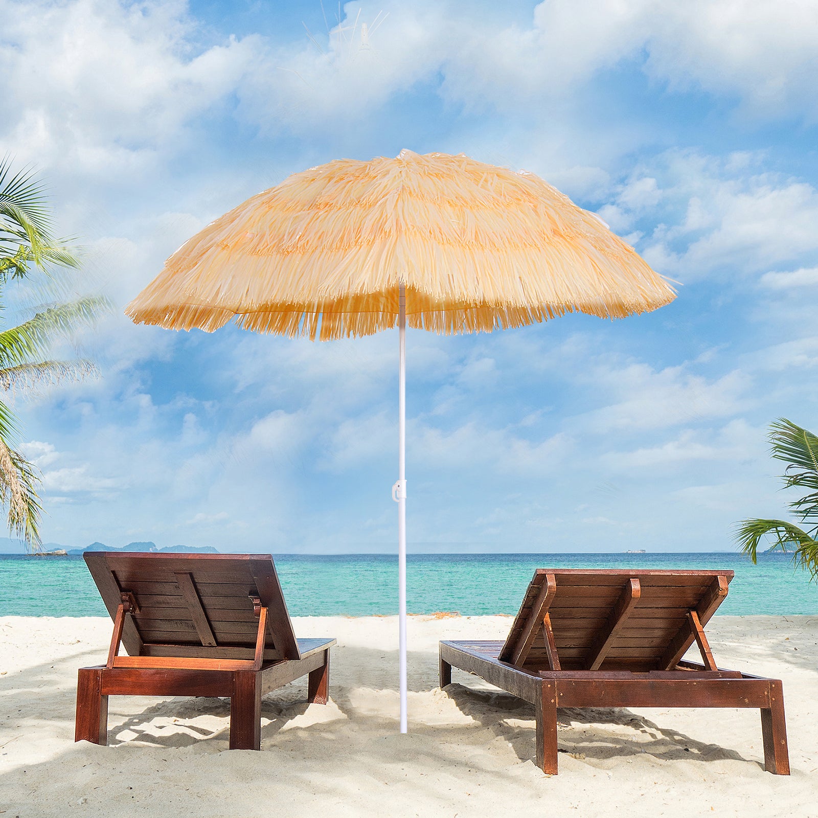 Sun Umbrella Beach Ø160cm Windproof Stable Beach Umbrella Height Adjustable and Tiltable UV Protection Stormproof Balcony Umbrella Folding Garden Umbrella for Travel, Beach, Balcony Beige