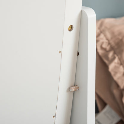 Oval Shabby Chic Style Adjustable Tilt Standing Mirror 48L x 46W x 147H cm MDF White