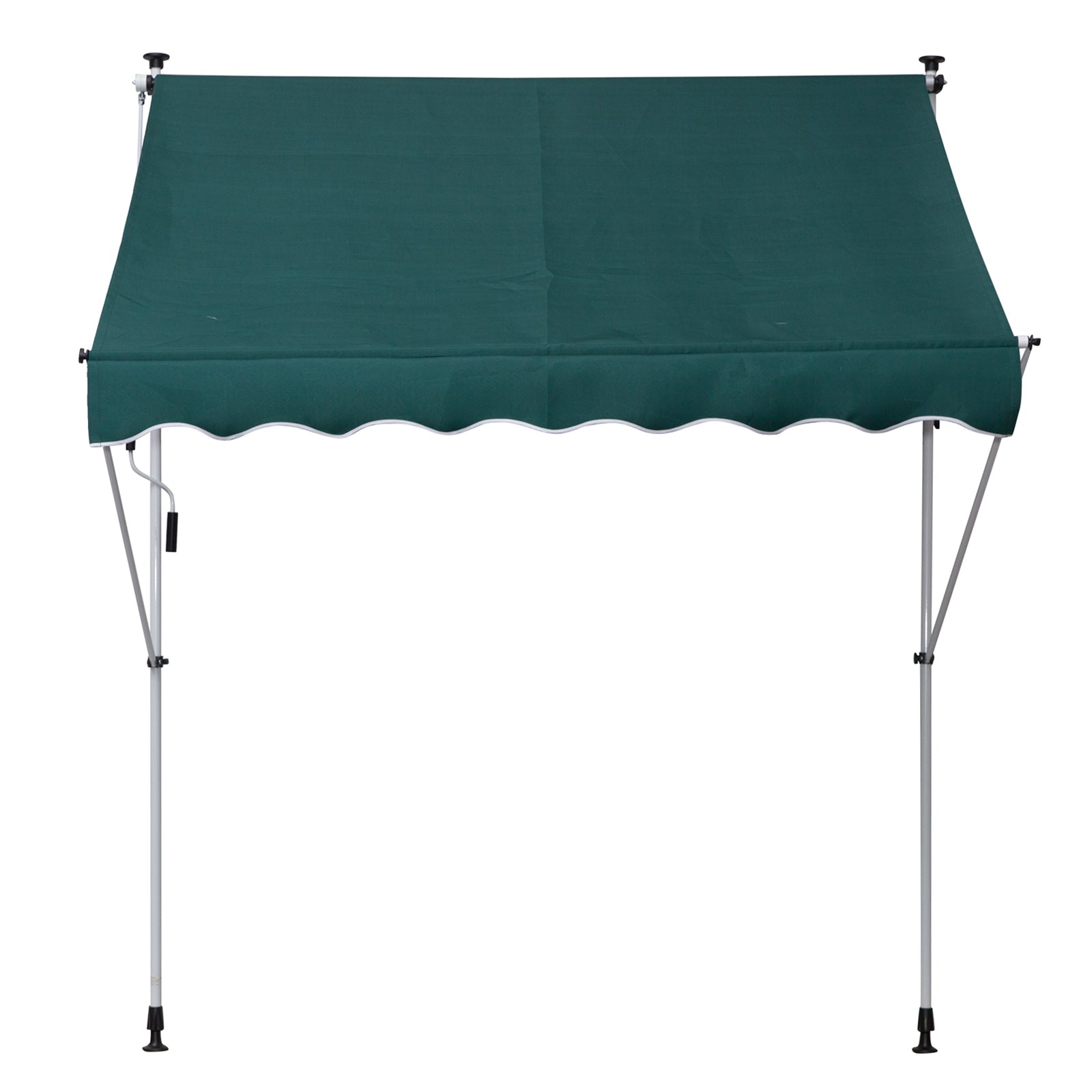 Manual Retractable Awning 2x1.5 m Outdoor Terrace Awning Adjustable Height with Crank 170-280 cm No Drill for Balcony Garden Green