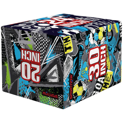 SPORTNOW 3 in 1 Plyo Box in PU, Plyometric Platform for Jump Training, Plyometric Box for Exercise at Home, Gym, and Outdoors, 76 x 61 x 51cm, Multicolor