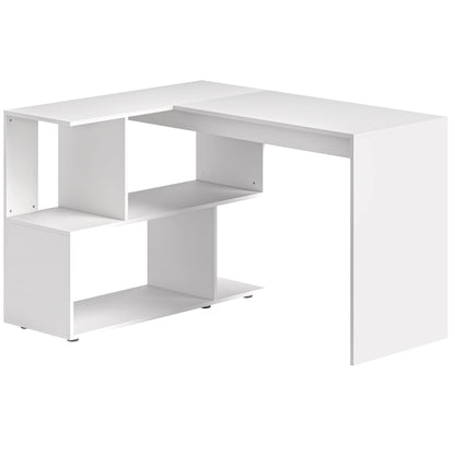 L-Shaped Corner Desk with 4 Shelves, Computer Corner Desk in Wood, Gaming Desk for Office, Living Room and Study, Modern Style, 120x100x77 cm, Glossy White