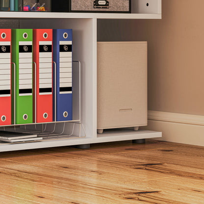 L-Shaped Corner Desk with 4 Shelves, Computer Corner Desk in Wood, Gaming Desk for Office, Living Room and Study, Modern Style, 120x100x77 cm, Glossy White