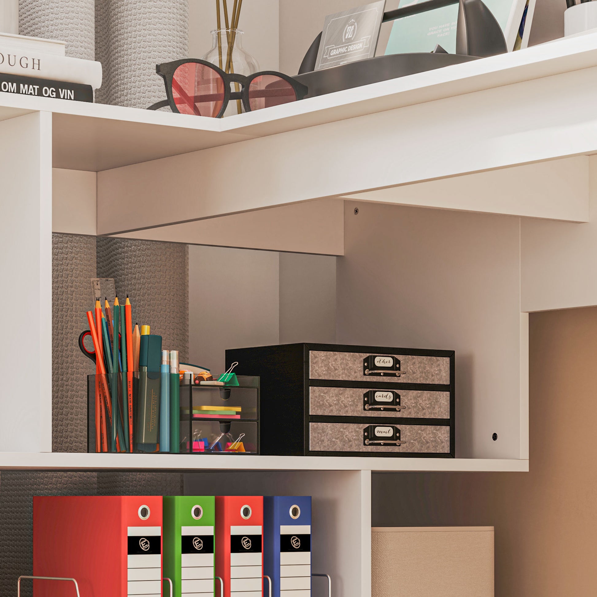 L-Shaped Corner Desk with 4 Shelves, Computer Corner Desk in Wood, Gaming Desk for Office, Living Room and Study, Modern Style, 120x100x77 cm, Glossy White