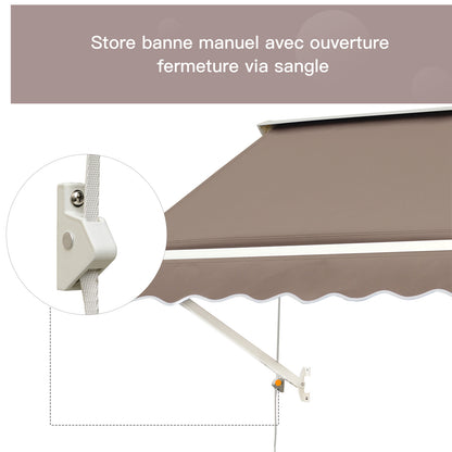 Manual Awning Adjustable Tilt Aluminum Waterproof Polyester 70L x 180W cm Light Taupe