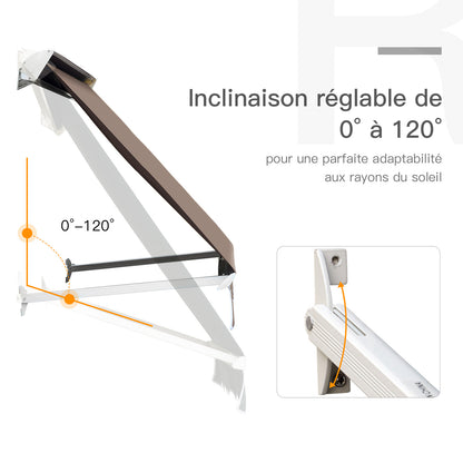 Manual Awning Adjustable Tilt Aluminum Waterproof Polyester 70L x 180W cm Light Taupe