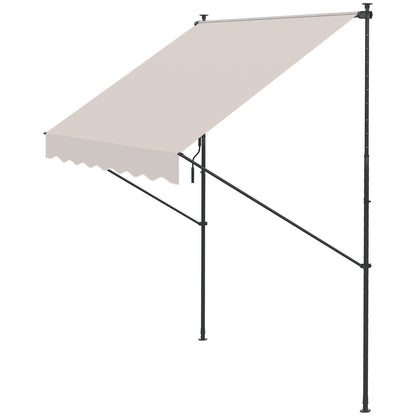 Retractable Manual Awning for Balcony with Adjustable Height Crank and Sun Protection for Terrace Garden Cream