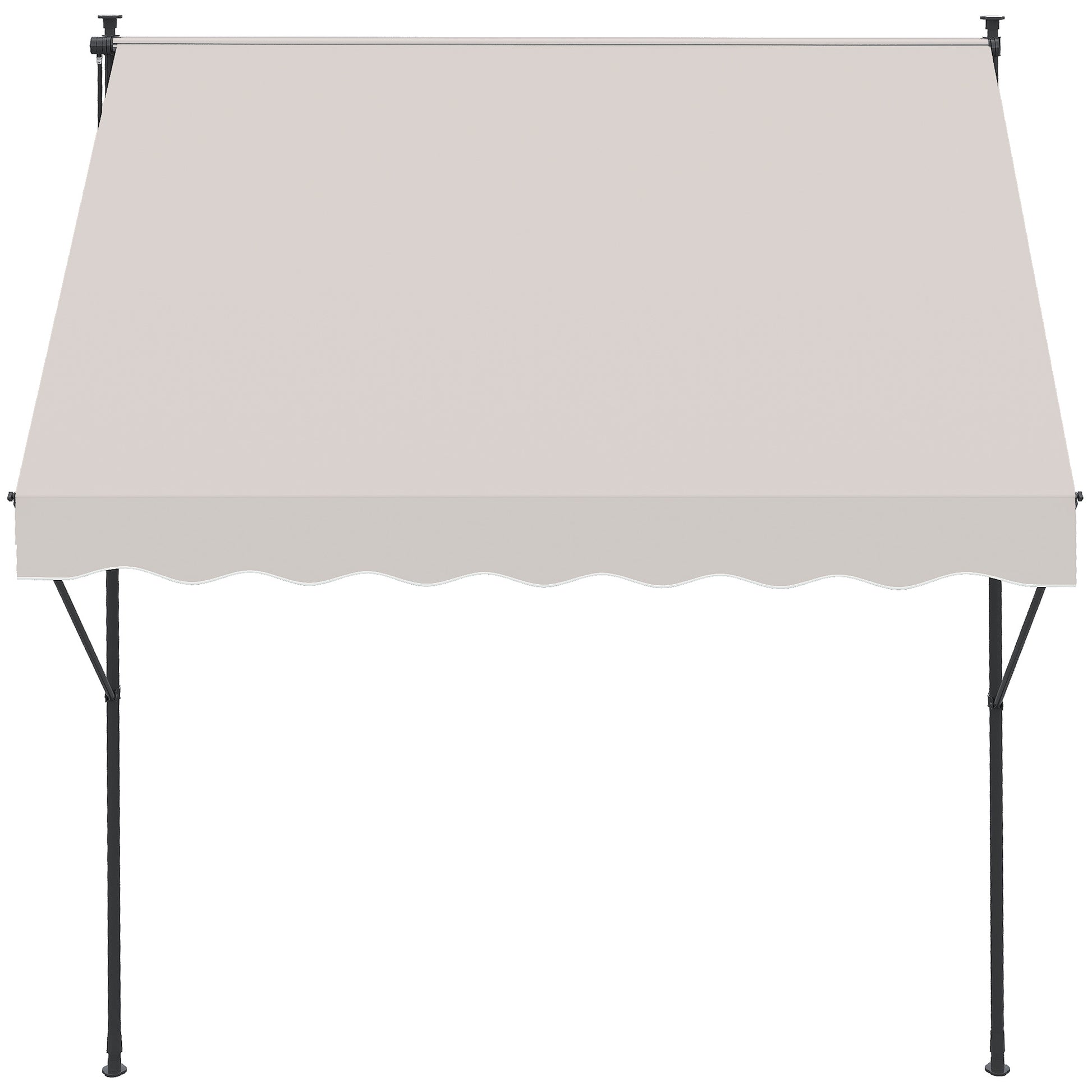 Retractable Manual Awning for Balcony with Adjustable Height Crank and Sun Protection for Terrace Garden Cream