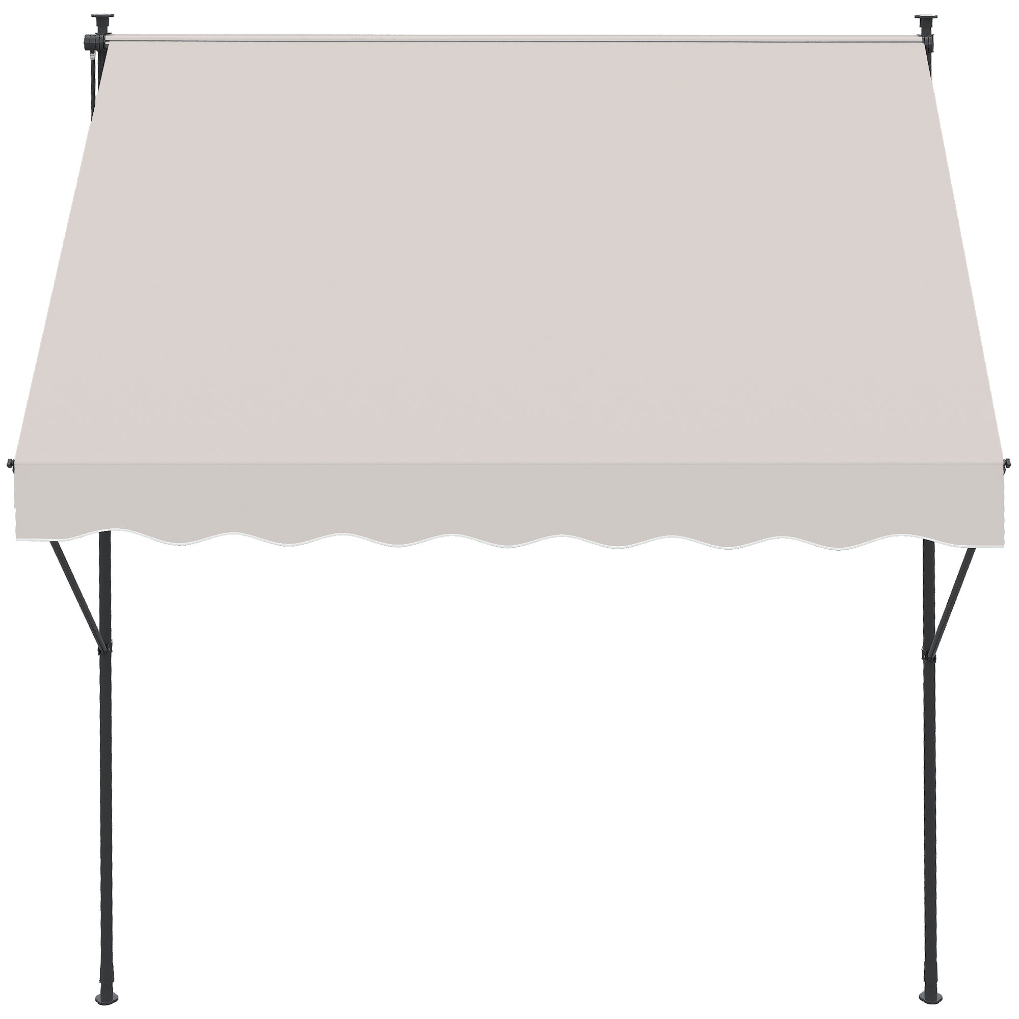 Retractable Manual Awning for Balcony with Adjustable Height Crank and Sun Protection for Terrace Garden Cream
