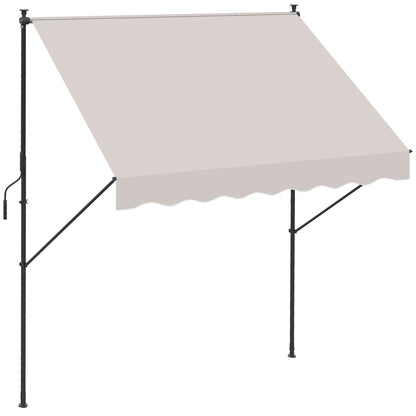 Retractable Manual Awning for Balcony with Adjustable Height Crank and Sun Protection for Terrace Garden Cream