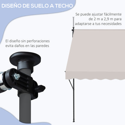Retractable Manual Awning for Balcony with Adjustable Height Crank and Sun Protection for Terrace Garden Cream