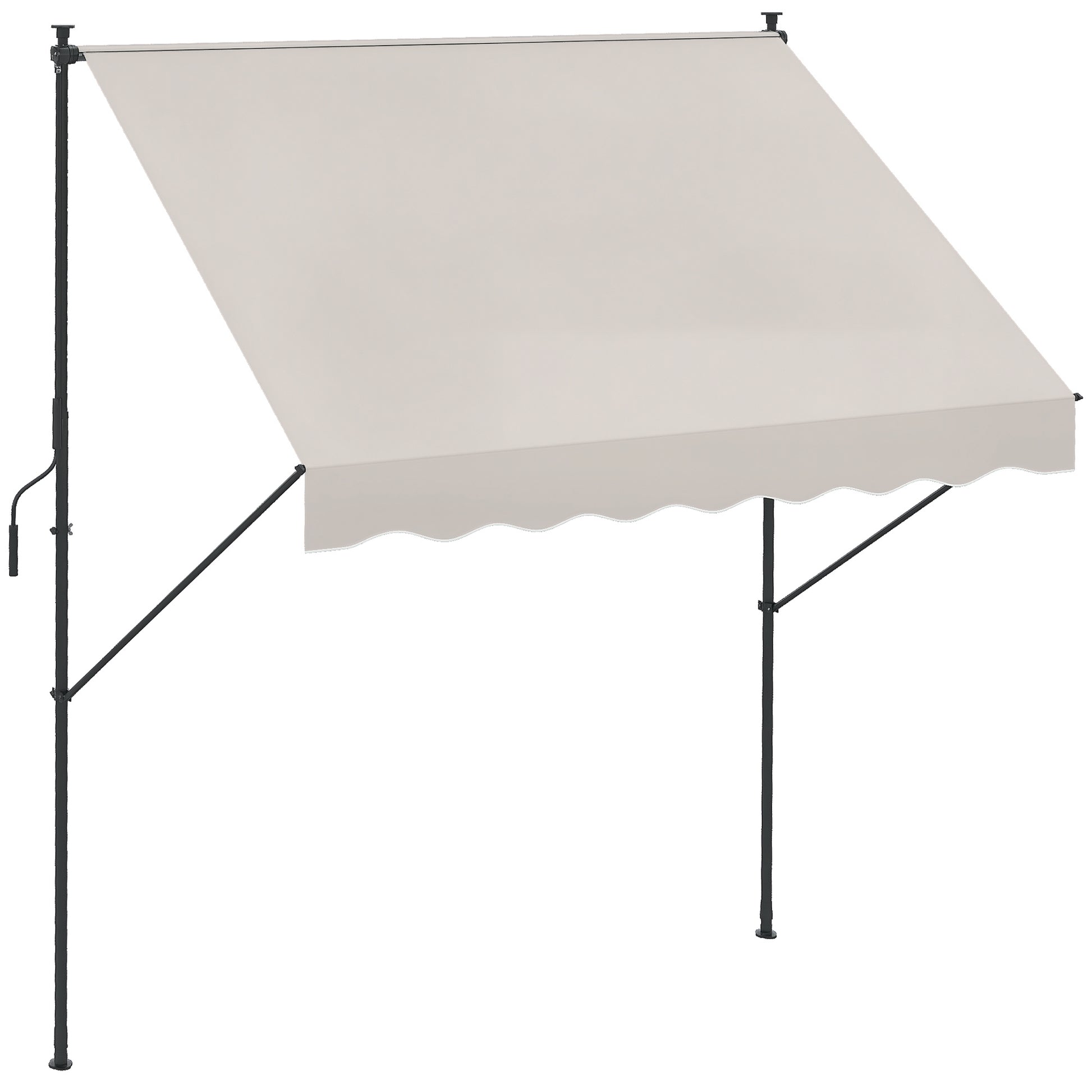 Retractable Manual Awning for Balcony with Adjustable Height Crank and Sun Protection for Terrace Garden Cream