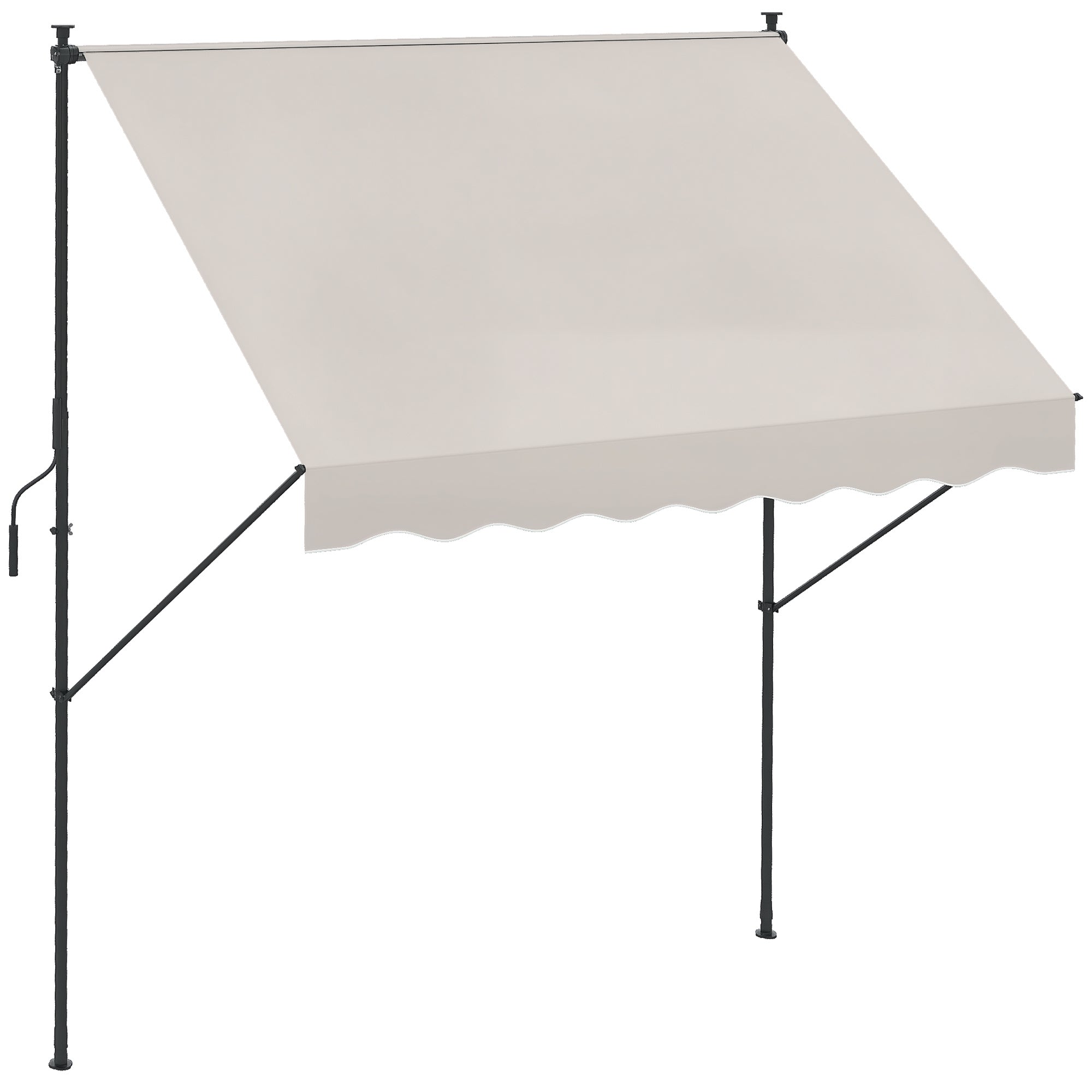 Retractable Manual Awning for Balcony with Adjustable Height Crank and Sun Protection for Terrace Garden Cream