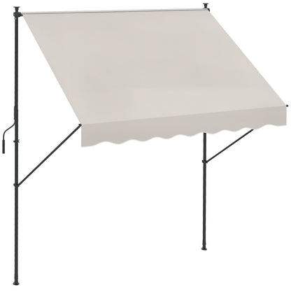 Retractable Manual Awning for Balcony with Adjustable Height Crank and Sun Protection for Terrace Garden Cream