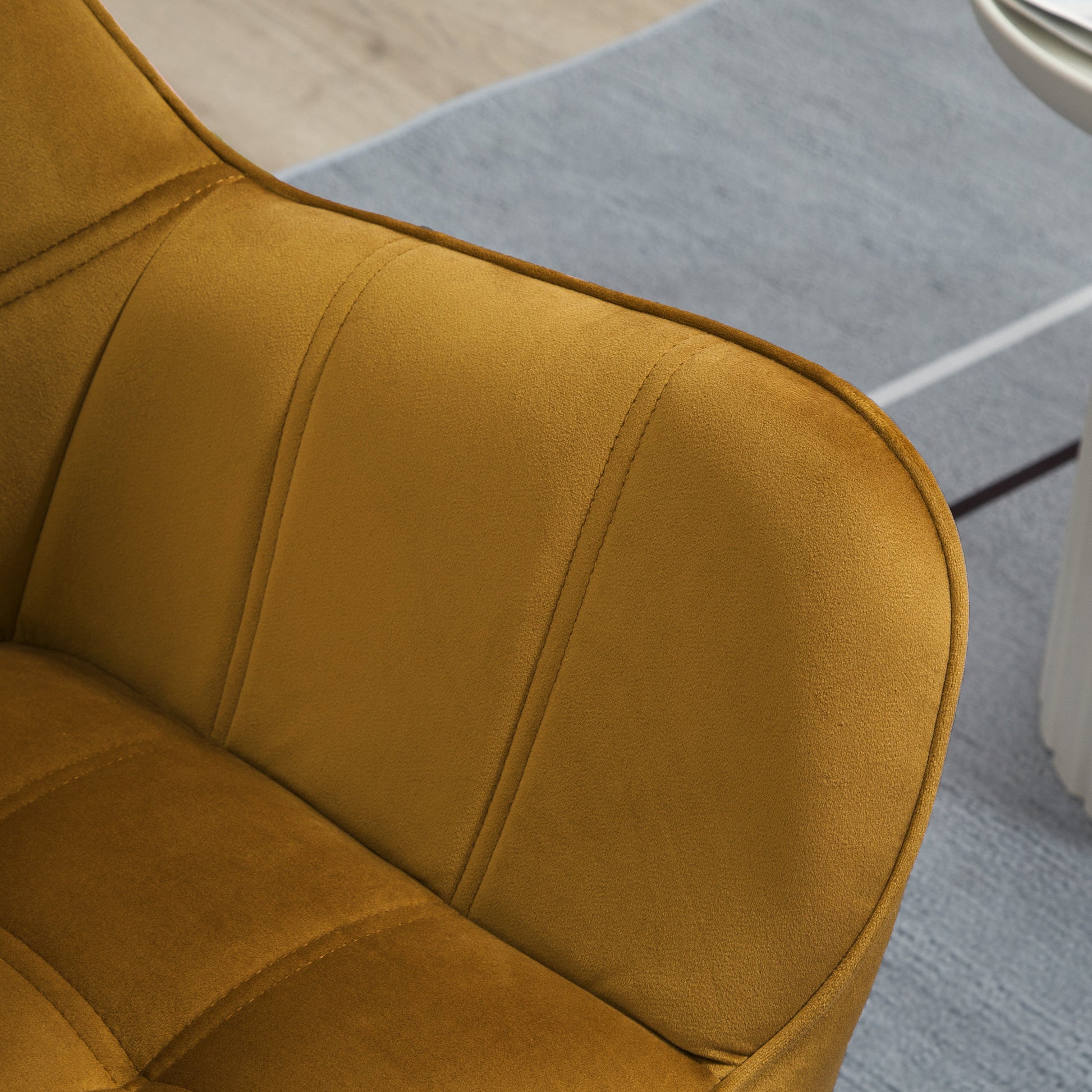 Armchair Living Room Wing Chair Lounge Chair Recliner with Rubberwood Legs, Reading Chair with Velvet Look, Upholstered Chair for Bedroom, Scandinavian, Yellow