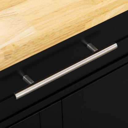 Kitchen Island Kitchen Cart on Wheels with Worktop, Serving Trolley with Drawer, Spice Rack, Towel Holder, Kitchen Trolley for Kitchen, Dining Room Black 109 x 40 x 89 cm