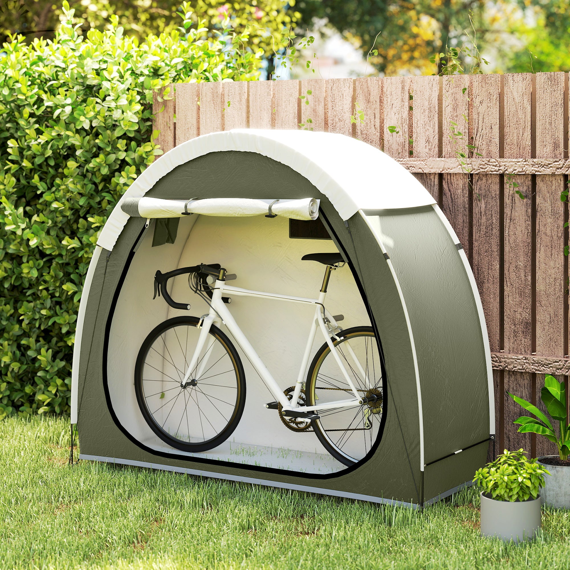 Portable Bike Tent for 2 Bikes – Ventilated, Zipper Door, UPF50+, Waterproof 210D Oxford Bike Shelter (200 x 80 x 170 cm / 78.7" x 31.5" x 66.9")