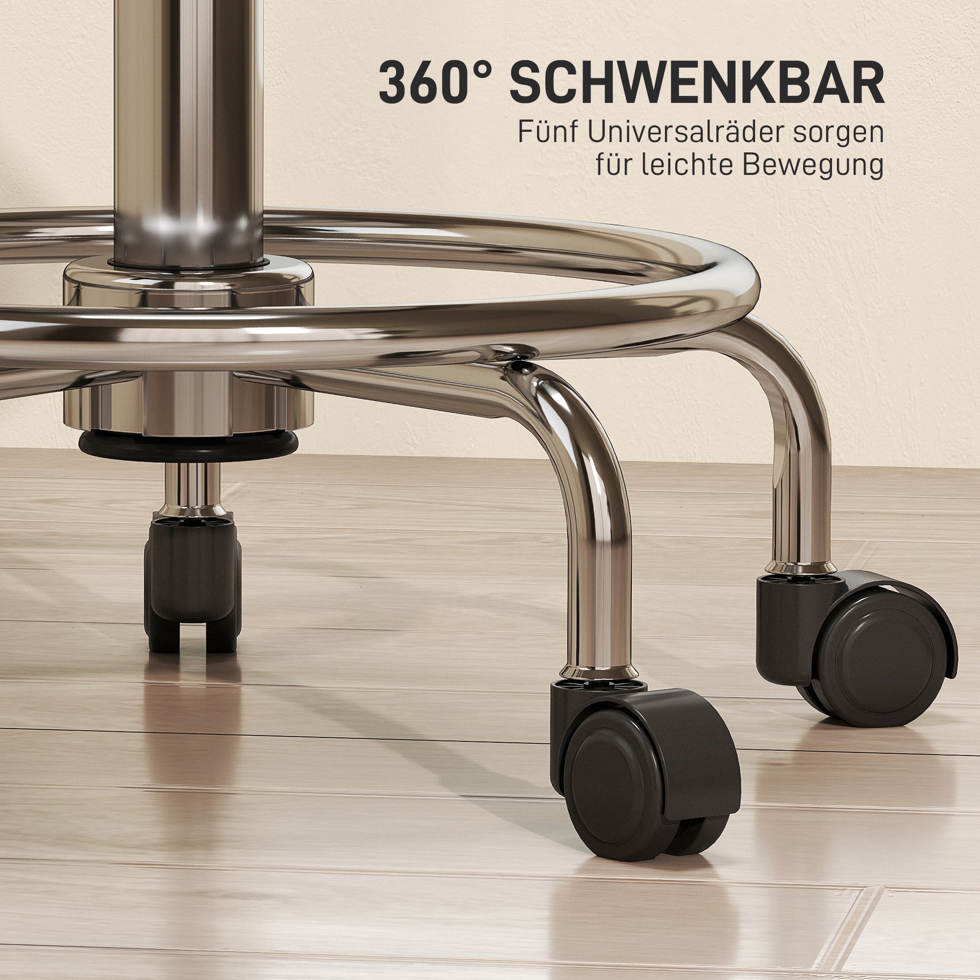 Adjustable Rolling Stool with Backrest Swivel Stool 59-75 cm Work Stool 360° Rotatable Stool Office Stool for Office Salon Massage Spa Black