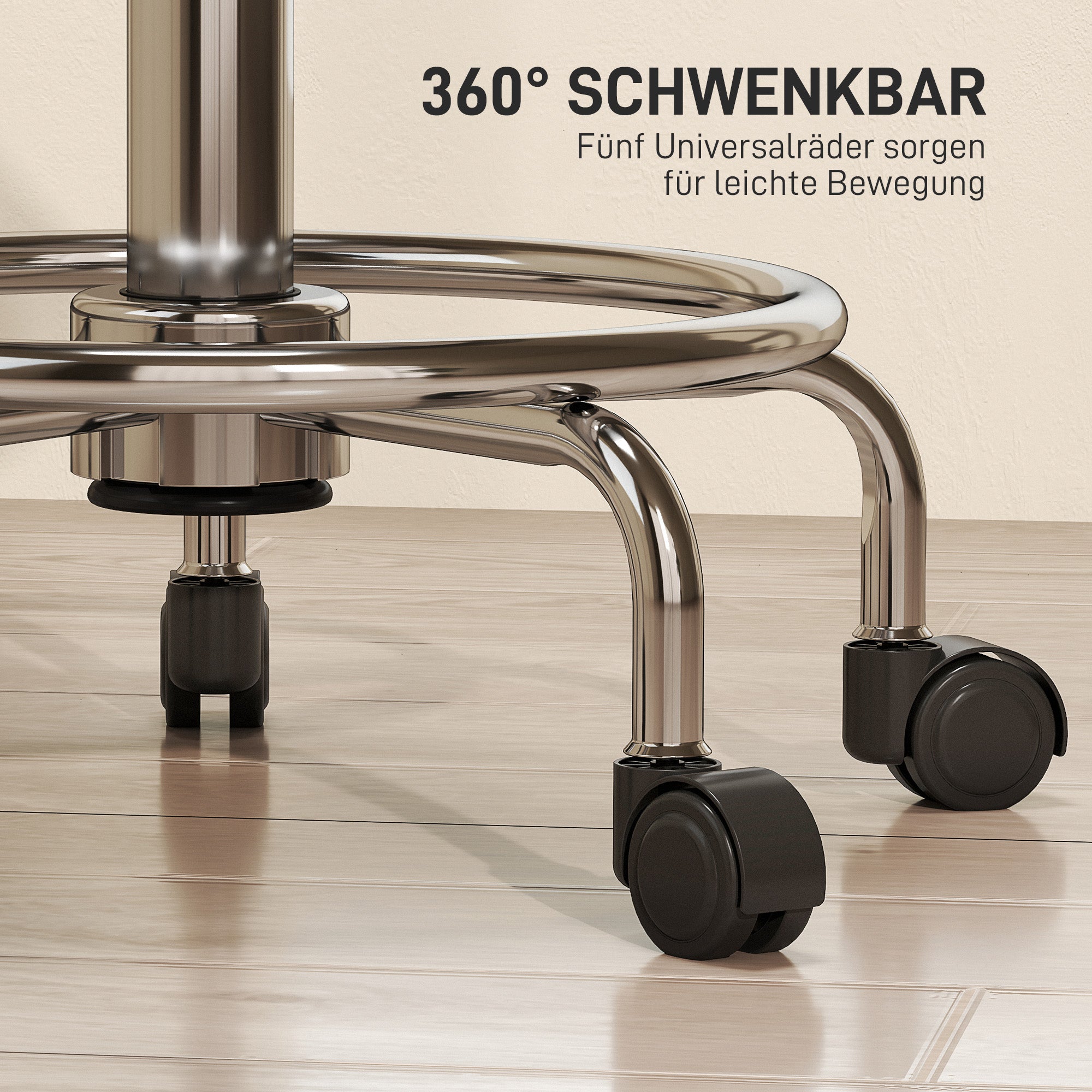 Adjustable Rolling Stool with Backrest Swivel Stool 59-75 cm Work Stool 360° Rotatable Stool Office Stool for Office Salon Massage Spa Black